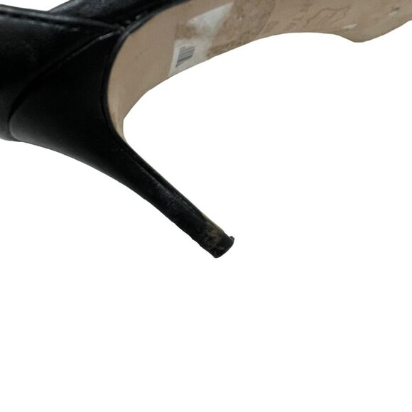 Ann Taylor Black Leather Ankle Strap Heels Size 6M Open Toe Shoes Strappy - Picture 8 of 10